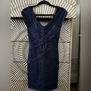 Dark Blue Sparkly Bandage Dress